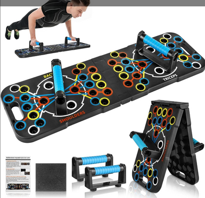 Foldable push up board with color-coded handles for back, shoulders, triceps, IndianChic fitness