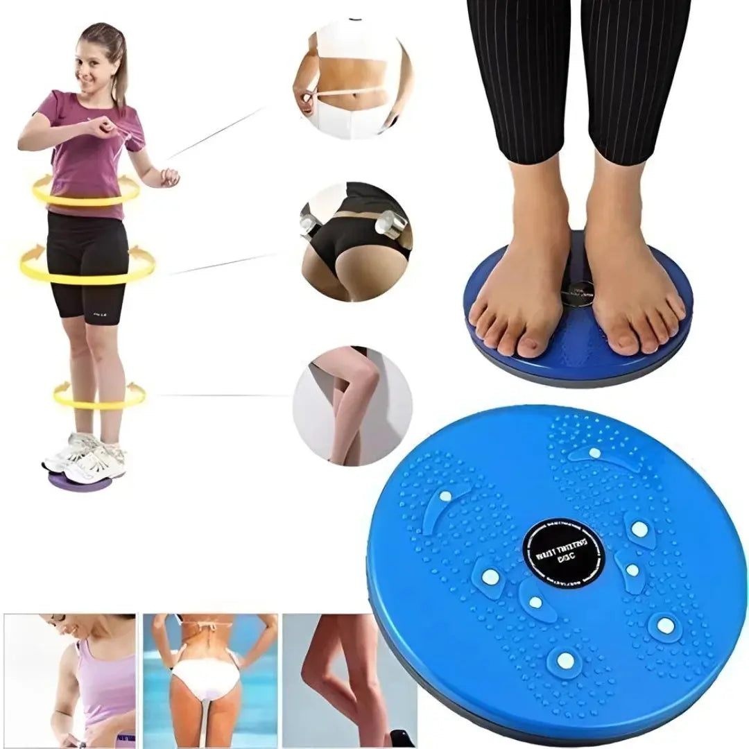 Woman using blue tummy twister abdominal abs exerciser, fitness equipment on IndianChic site