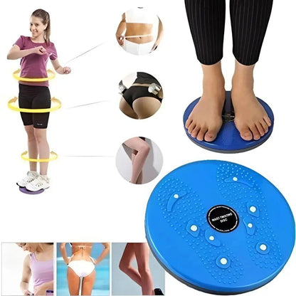 Woman using blue tummy twister abdominal abs exerciser, fitness equipment on IndianChic site