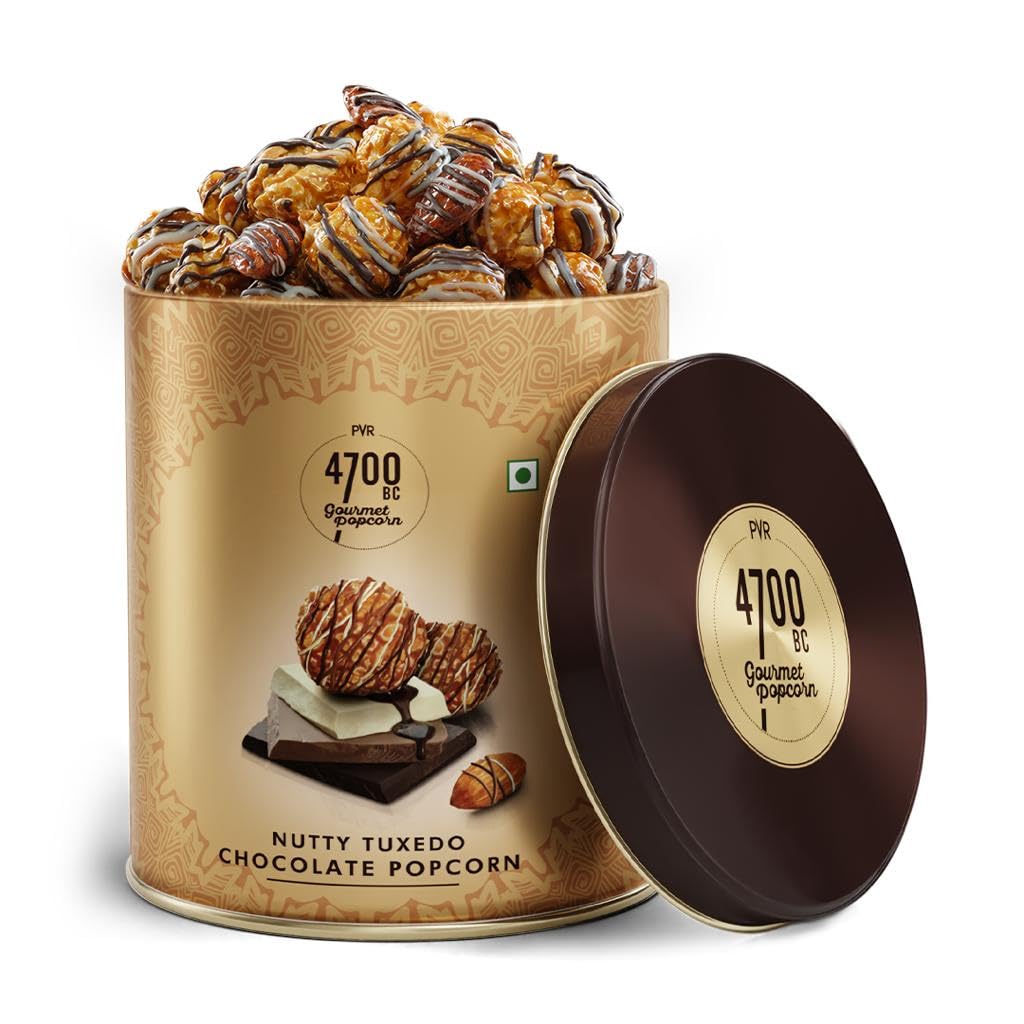 4700BC Gourmet Popcorn, Nutty Tuxedo Chocolate, Tin, 150g