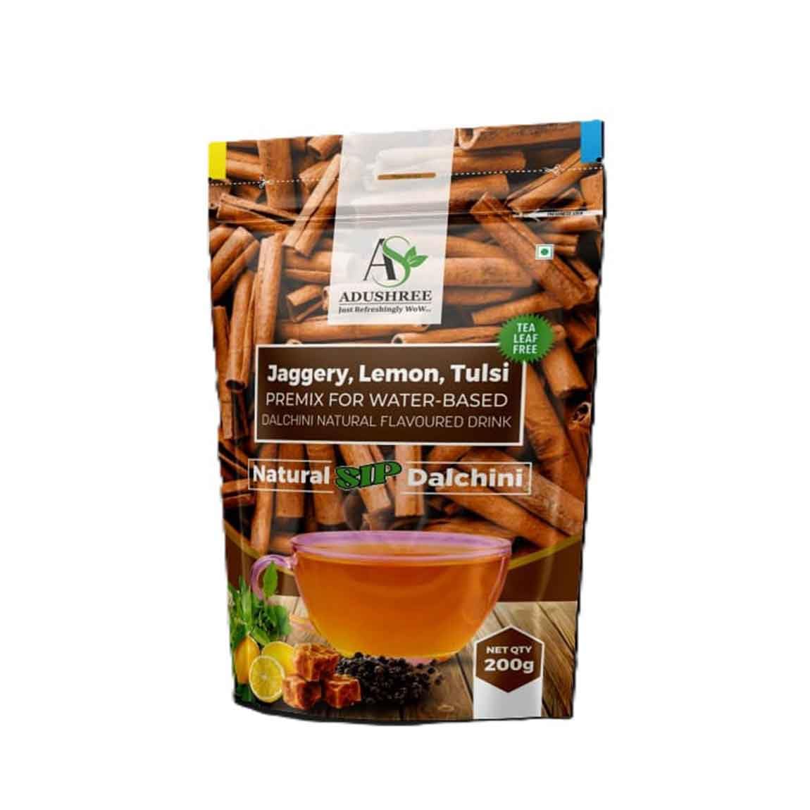 ADUSHREE Natural Sip Dalchini Flavoured Herbal Tea Premix | Premium Instant Dalchini Tea Premix | Ready to Drink | Healthy Beverage Drink – 200 Gm
