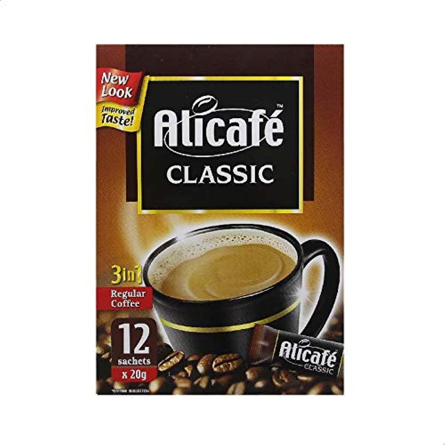 Alicafe Classic 3-in-1 Instant Coffee 240 grams (12 Sachets, 20 grams Each) – Rich Aroma, Convenient Premix Blend, Medium Roast