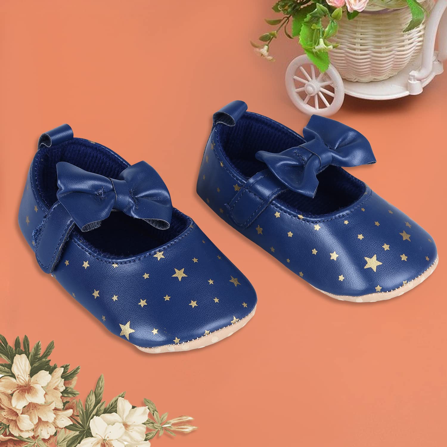 Baby Moo Star Premium Toddler Girls Soft Anti-Slip Ballerina Shoes – Navy Blue_12-18M