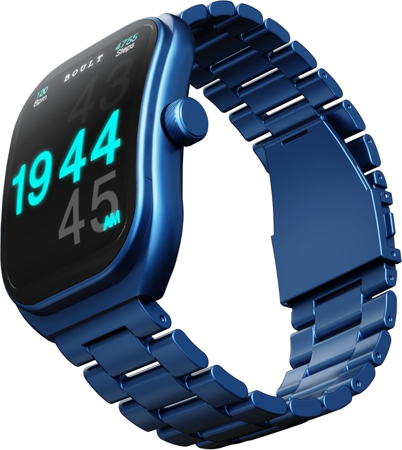 Boult Newly Launched Trail Smart Watch 2.01” 3D Curved HD Display, Bluetooth Calling, Working Crown, 190+Watchfaces, 500 Nits Brightness, AI Voice Assistant, SpO2 Monitoring, 120+ Sports Mode (Metal Blue)
