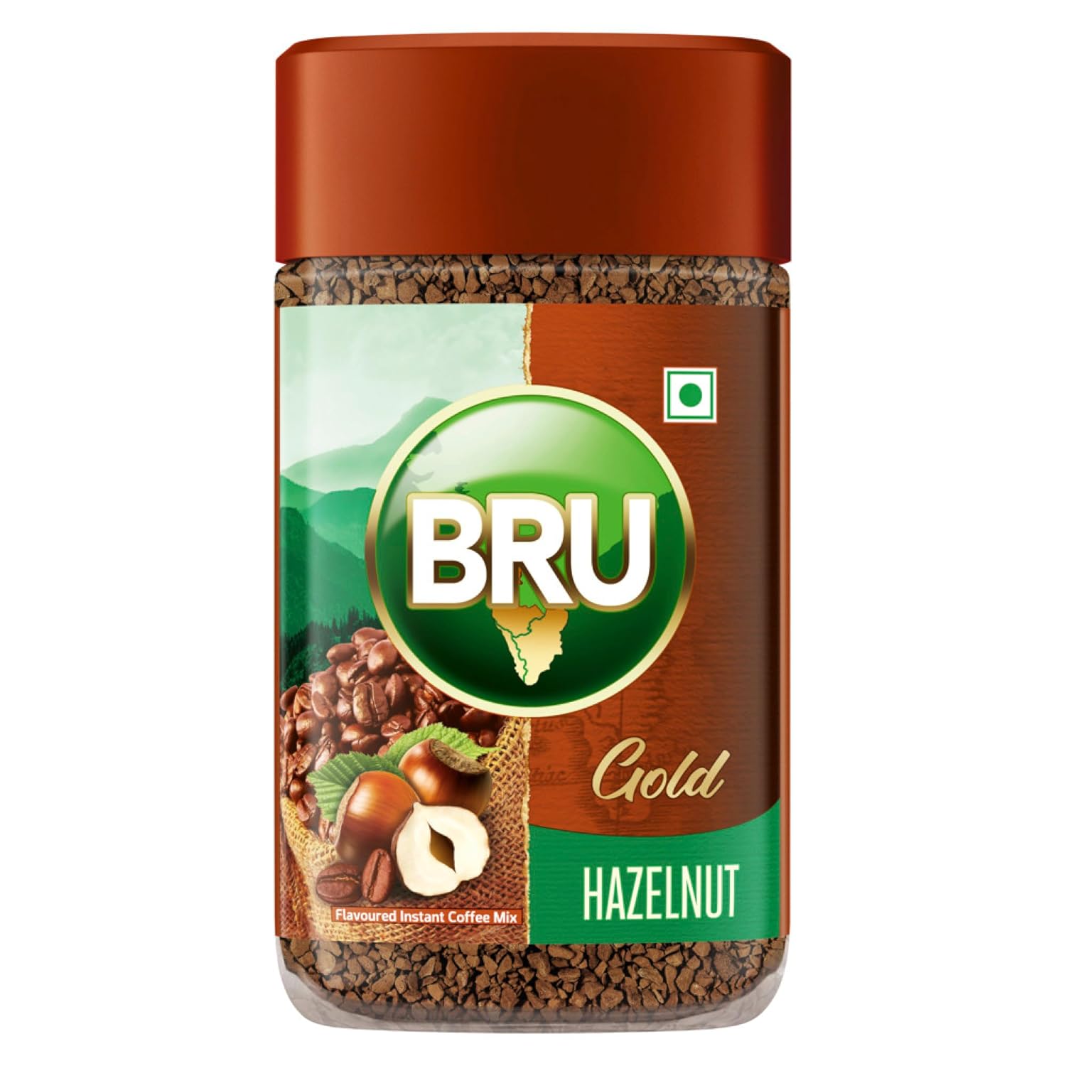 Bru Gold Hazelnut 55g | Flavoured Instant Coffee | Flavourful Twist to Your Everyday Coffee | Made with Freeze-Dried Coffee | Makes 40 cups |