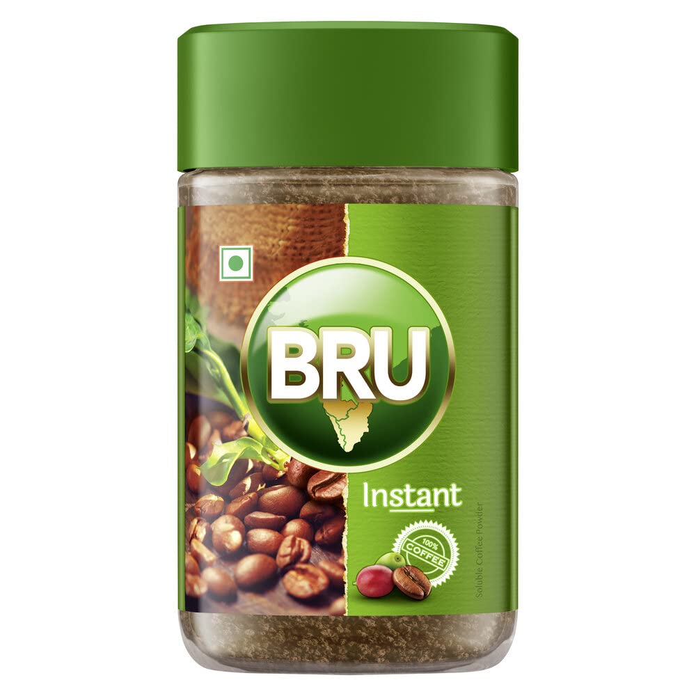 Bru Instant with Freshly Roasted Coffee Beans | Authentic Taste of Coffee from South Indian Plantations | 100% Coffee, 50 Grams Jar