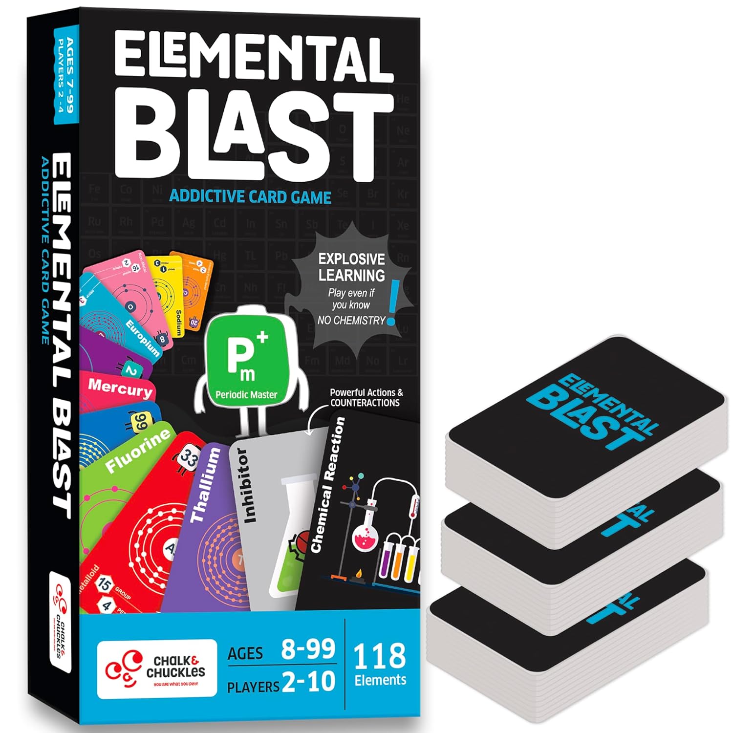 Chalk and Chuckles Card Game- Elemental Blast Periodic Table Game for Kids for Age 10 to 15, Fun Family Game, Learning & Stem Toy, Educational Gift for Boys, Girls 8, 9, 10, 11, 12 Years Old and Up