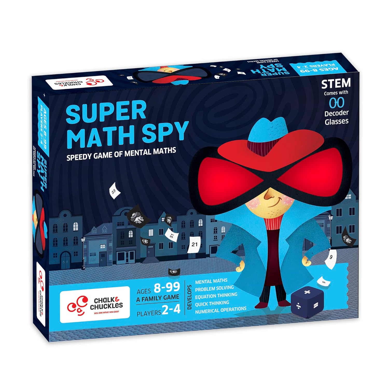 Chalk and Chuckles Super Math Spy Board Game for Kids Age 8-12, Educational Brain Games for Kids 10+ Years, Gift for Boys, Girls 9, 10, 11 Years, STEM Toys for Kids