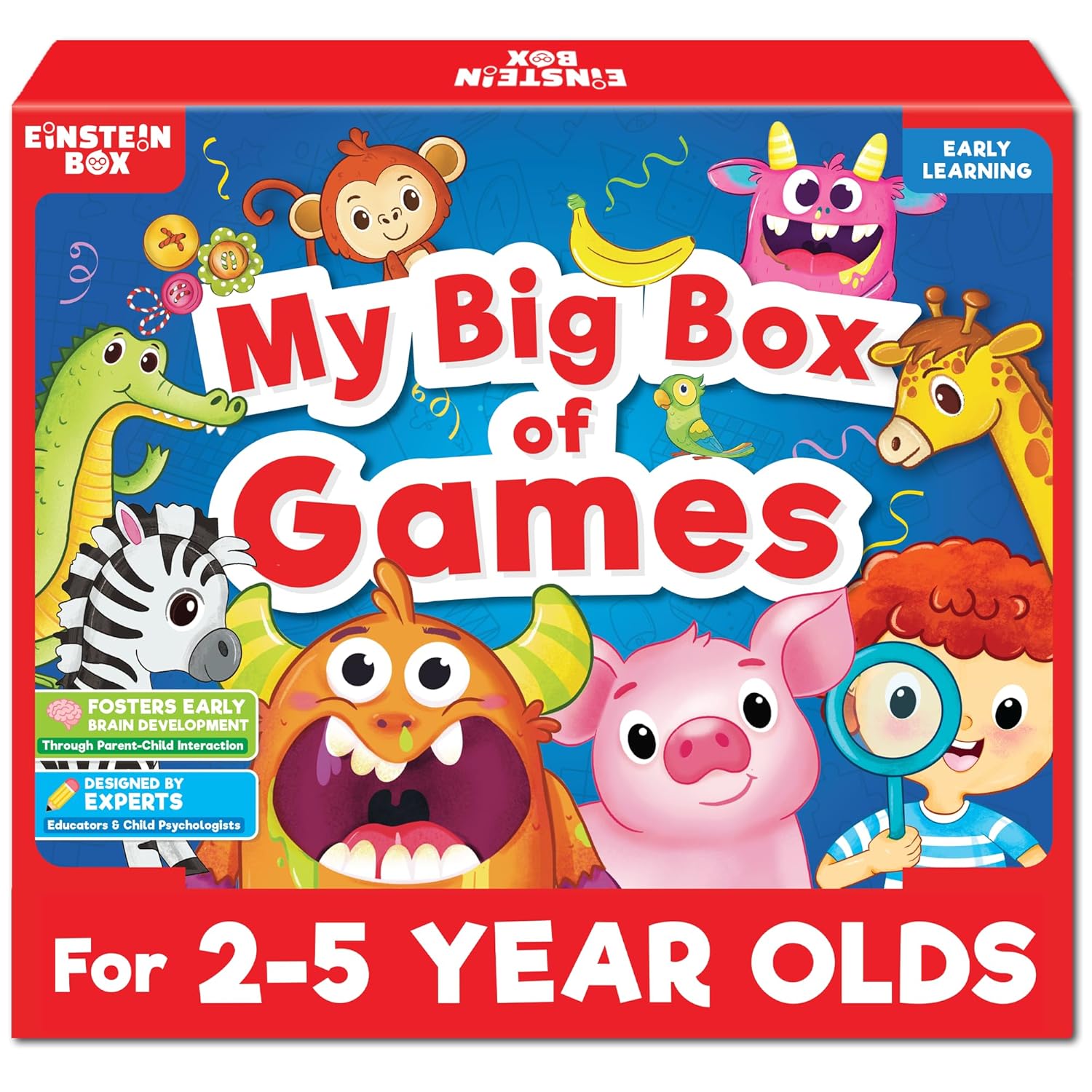 EINSTEIN BOX My Big Box of Games for Kids 2-5 Years Old | Toys & Gifts for Boys & Girls Ages 2-5 Years| Kids Board Games | Birthday Gift for Kids Ages 2,3,4,5 Years | Learning & Education Toys|