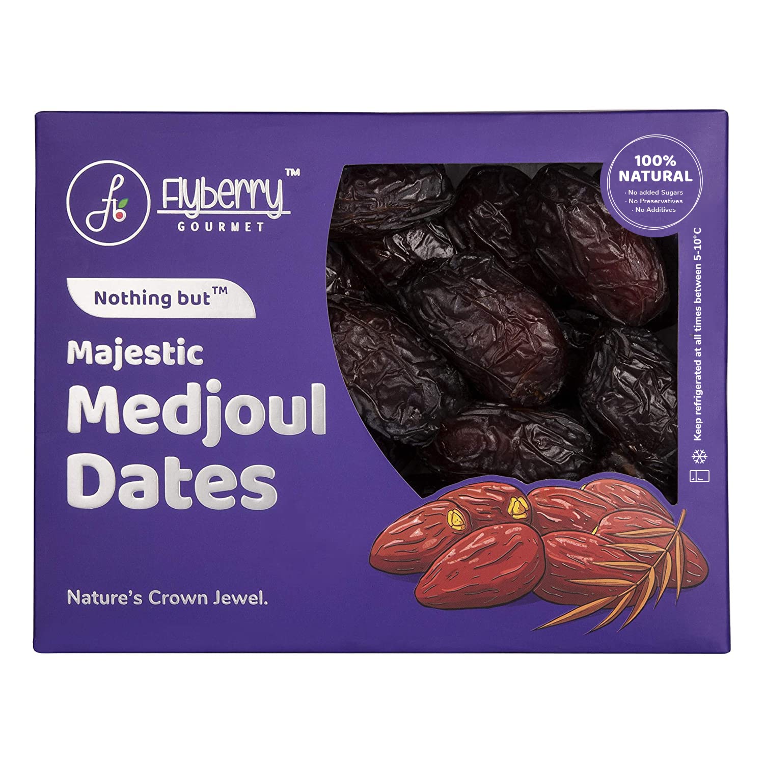Flyberry Gourmet Jumbo Medjoul (Medjool) Dates | Rich Source of Potassium & Iron | No Added Sugar or Preservatives | Low GI Energy Snack | Khajoor | Khajur | 800 g