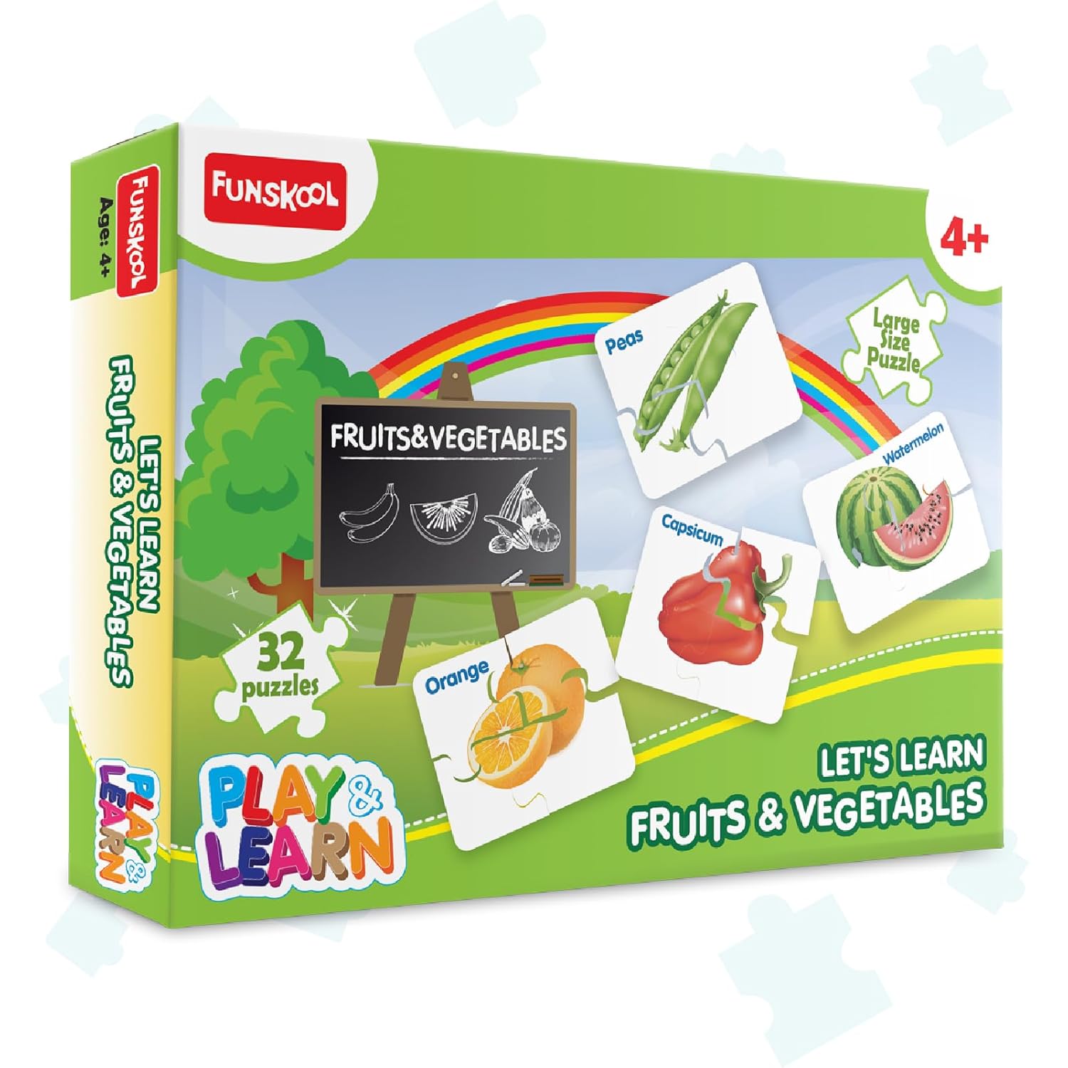 Funskool – Play & Learn-Fruits&Vegetables,Educational,32 Pieces,Puzzle,For 3 Year Old Kids And Above,Toy,Multicolor