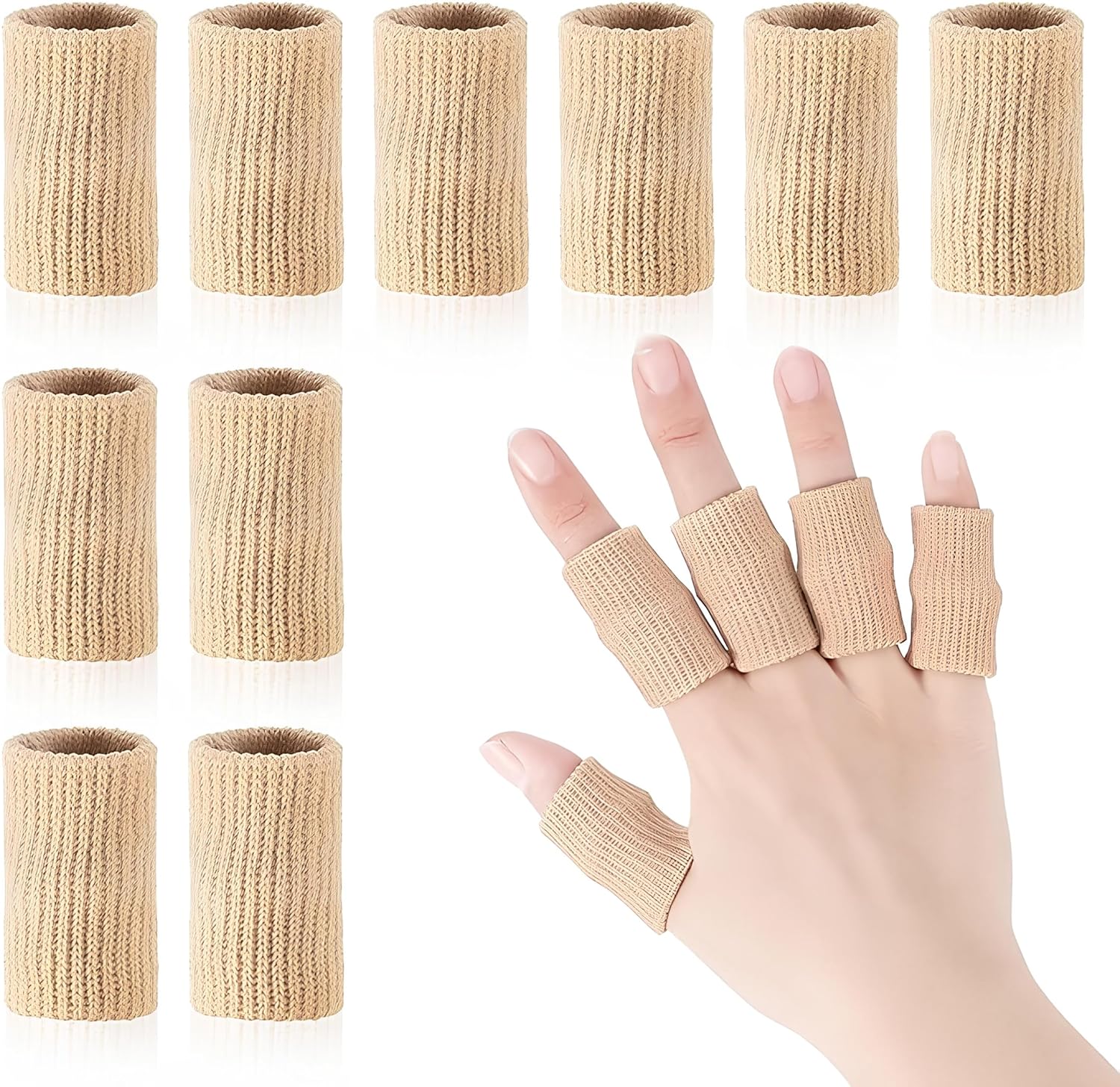 INSIME Finger protector for cricket, volleyball | Finger tape for cricket fielding finger cover bandage | Finger support for pain relief basketball volleyball finger protection | (Pack of 10) (Light Brown)