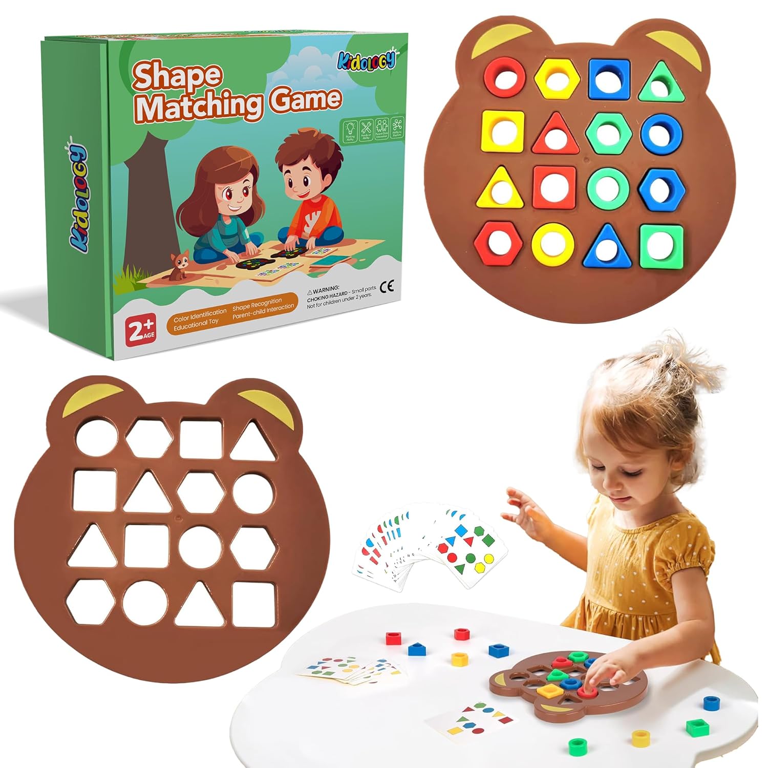 Kidology Children Learning and Educational Geometric Shape Puzzle Quick Matching Board Game, Color Shape Matching Game Sensory Educational Learning Toy for Kids (Shape Matching Game Without Bell)