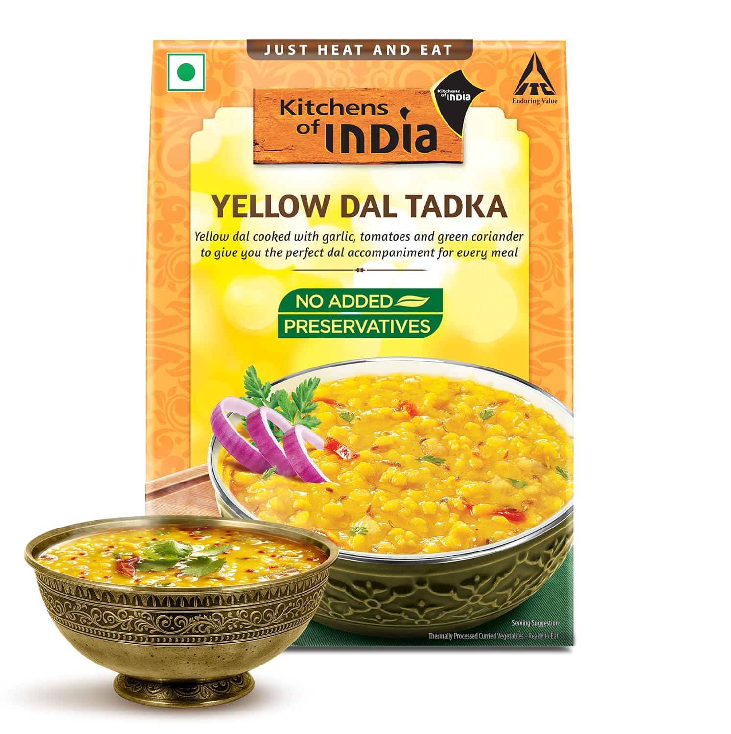 Kitchens of India Ready to Eat Yellow Dal Tadka, ITC Ready to Eat Indian Food, Just Heat and Eat, Microwavable, 285g