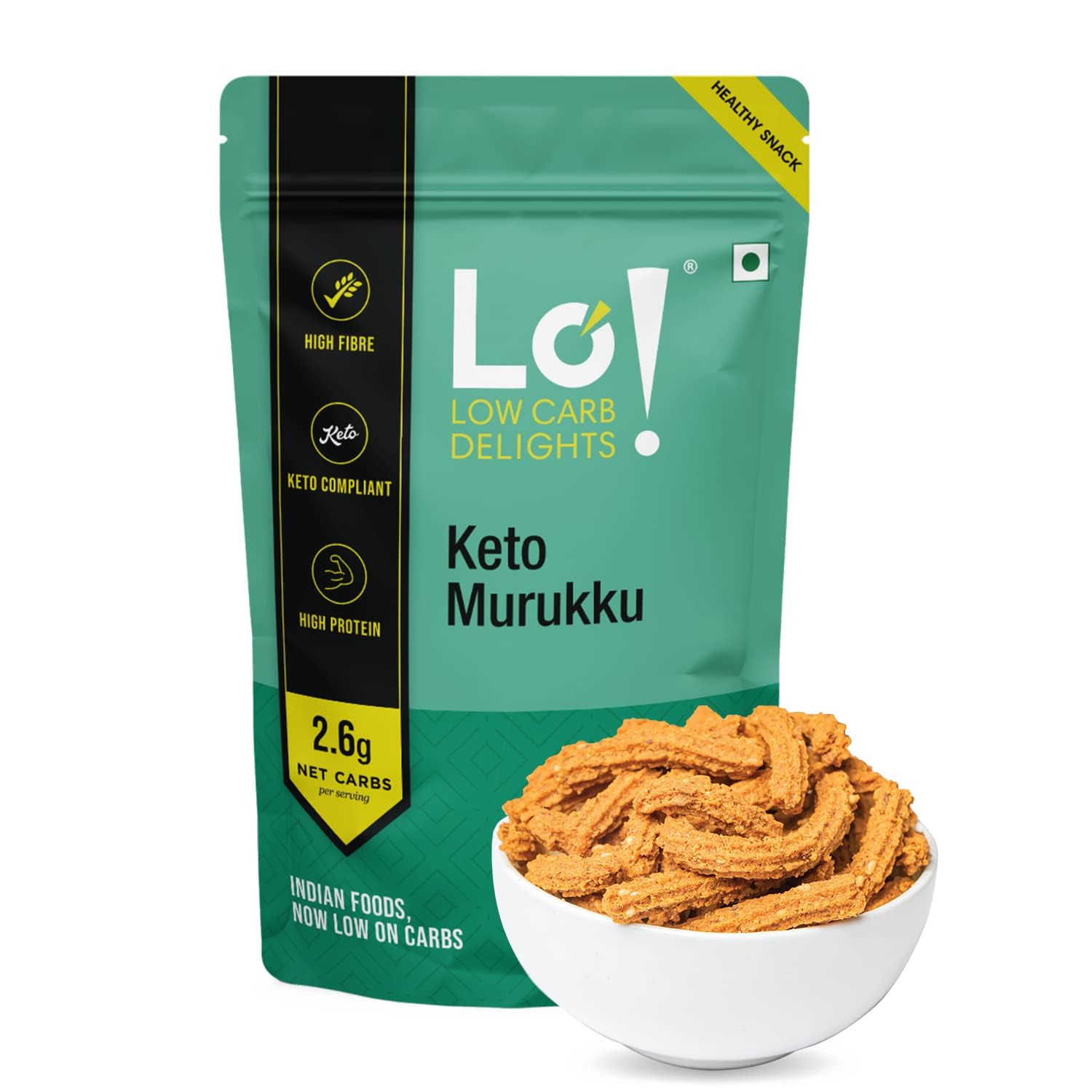 Lo! Foods – Keto Murukku (200g) | 2.6g Net Carb | Keto Snacks Tested for Keto Diet | Low Carb Snacks | Diet Snacks…