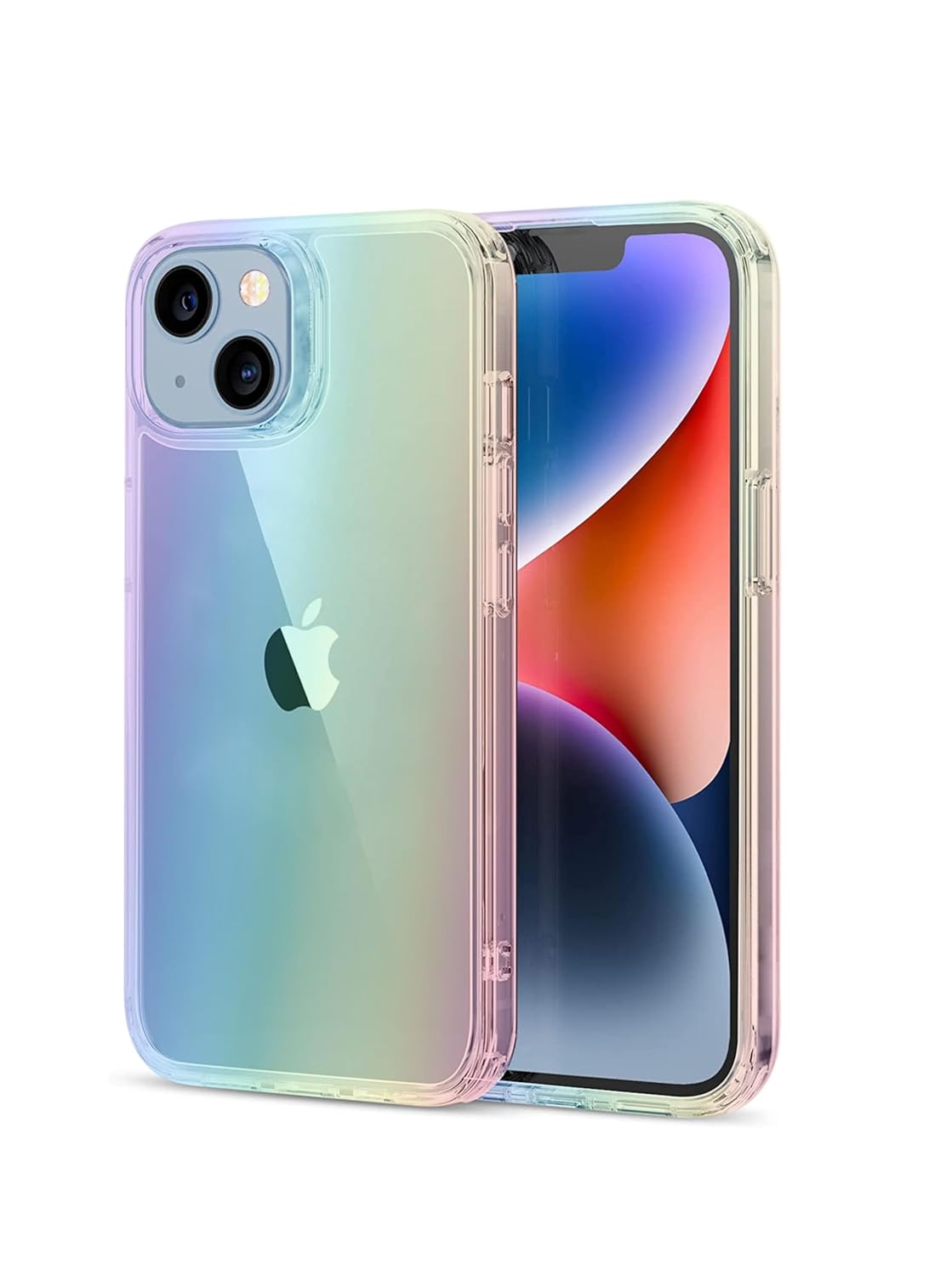 MOOSH for iPhone 14 Rainbow Translucent Case Cover with Shockproof Bumpers, Military-Grade Drop Protection, Anti-Bacterial Coating, Protective Phone Case Cover for iPhone 14 (Rainbow)