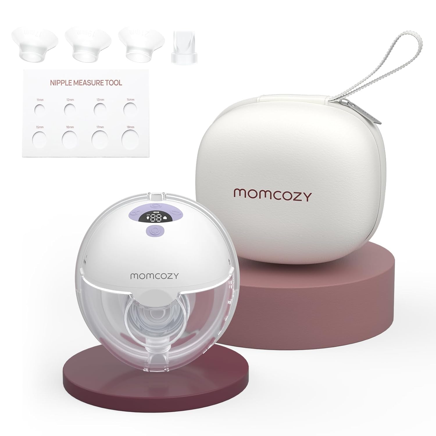 Momcozy Hands-Free Breast Pump M5, Wearable, Portable Pump with Soft Double-Sealed Flange 24mm, Featuring 3 Modes & 9 Levels Electric Pump (1 Pack, Purple)
