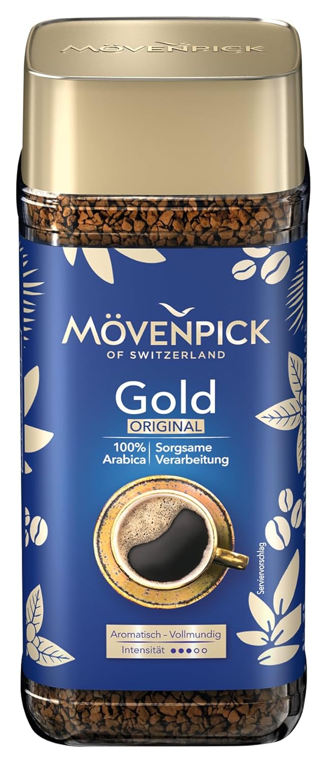 Movenpick Gold Original 100g Jar | Belgium Imported |Instant Coffee Made with 100% Pure Arabica Coffee Beans | Medium Roast Coffee | Intensity 3/5″ | 100gm