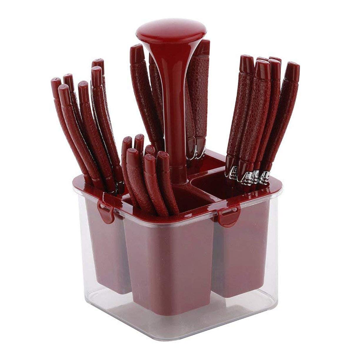 Plantex Oppo Cutlery Set with Storage Box/Spoon Set/Spoon Stand for Kitchen and Dining (24 Pieces – Brown)