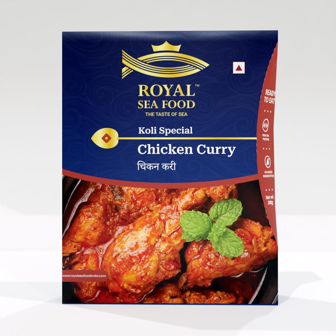 Royal Sea Food Ready to Eat Chicken Curry, 200gm, Gujarati Koli Special Sea Food, Non Veg Instant Food, Open Heat & Eat, NO Preservatives, Ready to Cook