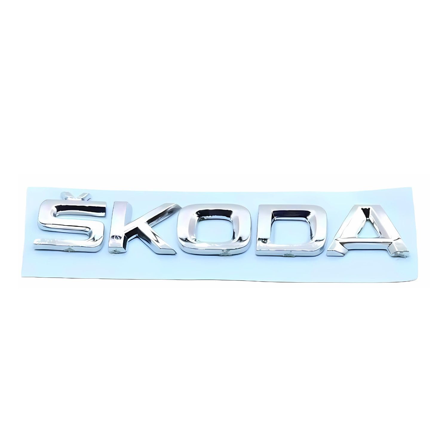 SKM Car Emblem Chrome Finish Oval Shape Logo Monogram Sticker Compatible with Skoda
