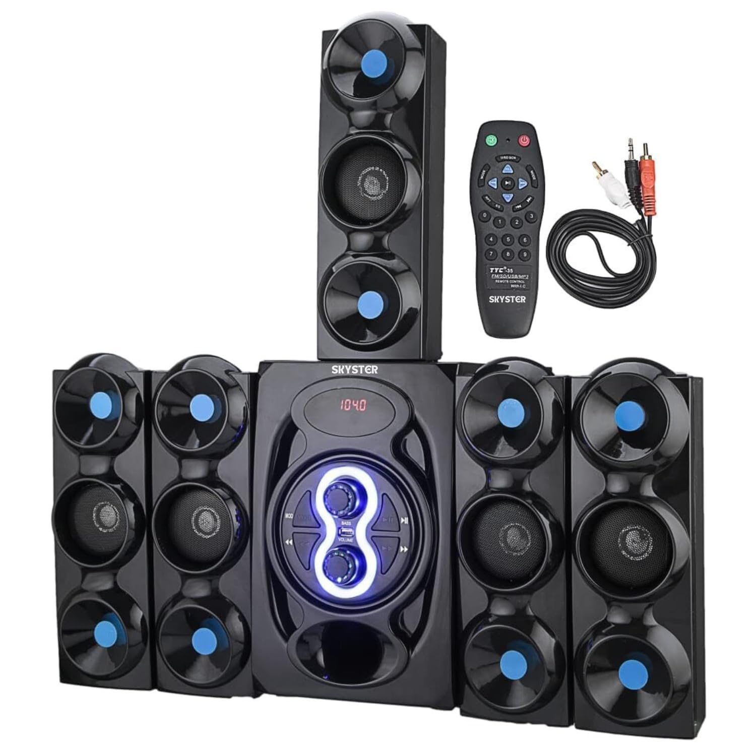 SKYSTER Jumbo Smart Home Theatre with 5.1 Multimedia Speaker and Bluetooth & Aux Connectivity 9500 Output RMS Watt 75db Signal to Noise Ratio Perfect for Home Entertainment Audio System (Blue)