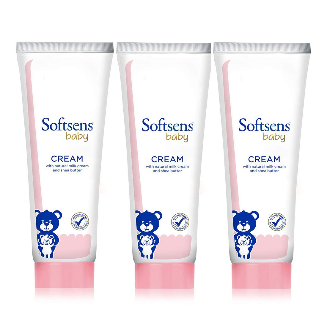 Softsens Baby Moisturizing Cream with Natural Milk Cream & Shea Butter, 100 Gm (Pack of 3, Pink)