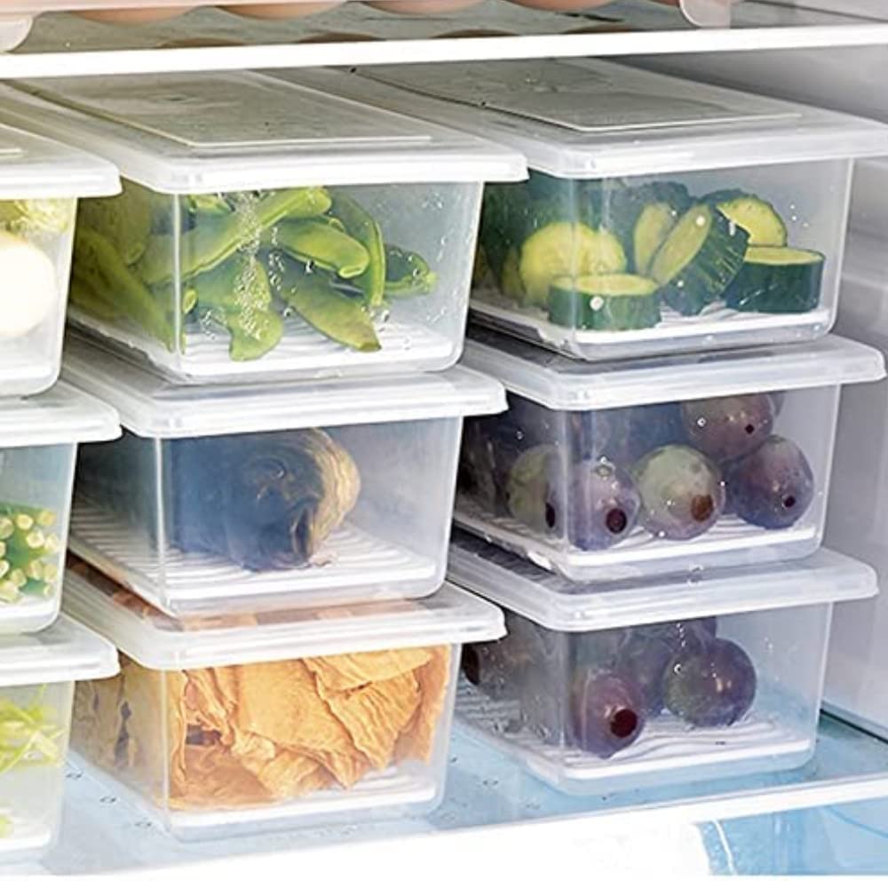 TALAVDI Fridge Storage Box Fridge organizer Food Storage Container, Stackable Plastic Fish, Meat, Vegetables & Fruits Freezer Storage Container for Kitchen