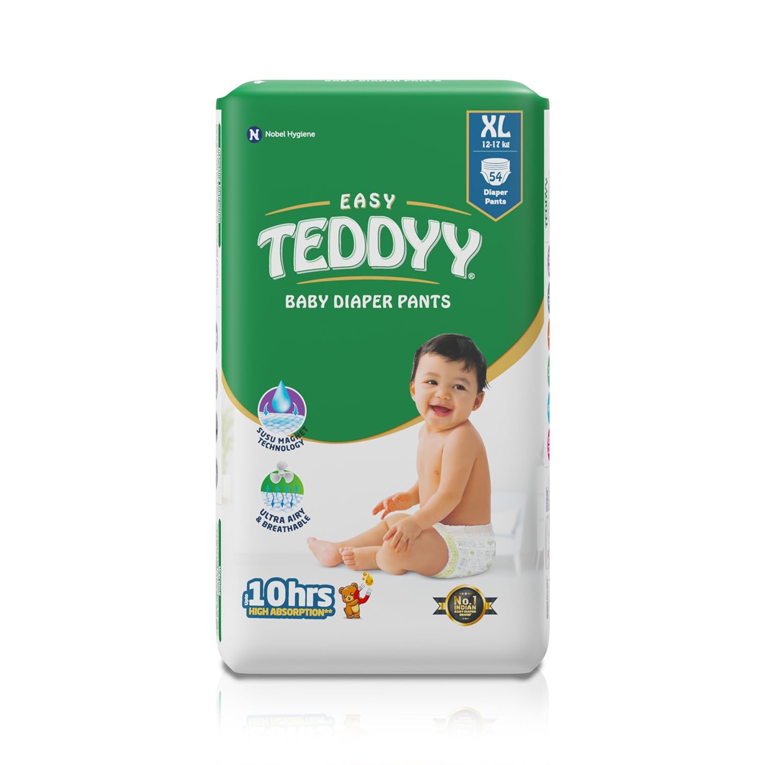 TEDDYY Baby Easy Pant Diapers Extra Large 54 Count (Pack of 1), 12-17 kgs, 12 hrs Leak Protection, Anti – Bacterial