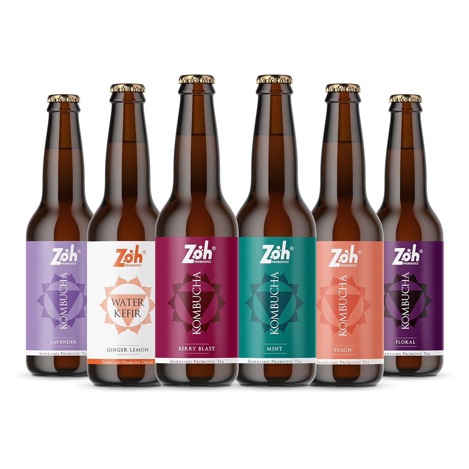 Zoh Probiotics Kombucha Tea – Raw, Unfiltered Unpasteurised – Probiotic Drink, No Artificial Or Nature Identical Flavours, Pack Of 6, Green Tea, 2 Kg