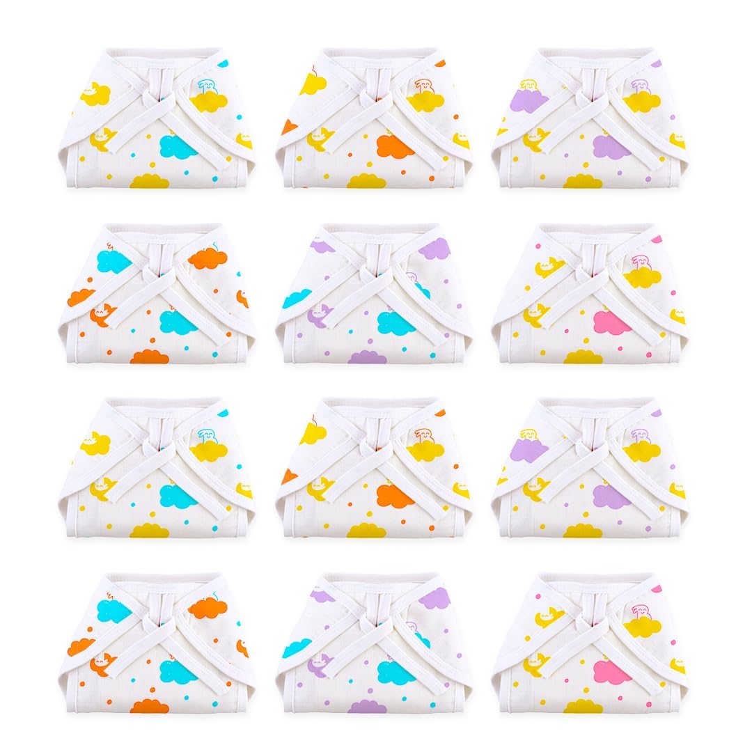 superbottoms Basic Langot For New Born Baby Pack Of 12 | 100% Pure Cotton Double Layered Langot | Baby Girl And Baby Boy | Fits Babies From Medium To Large | Up To 5 Kg (0-6 Months)