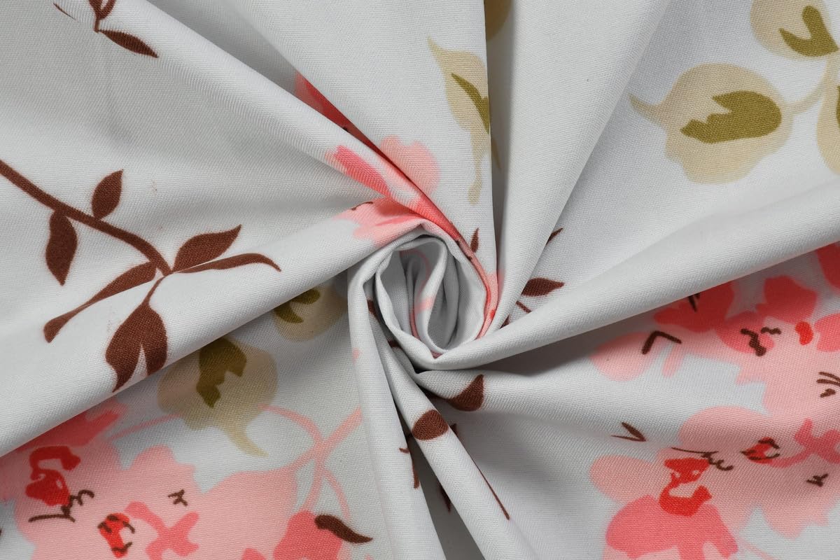 BSB HOME Premium Cotton Flat Double Bedsheets with 2 King Size Pillow Covers | Double Bed Breathable | Wrinklefree | Ultrasoft 200 TC Supersoft | 90×90 Inches| Aqua & Pink Flower