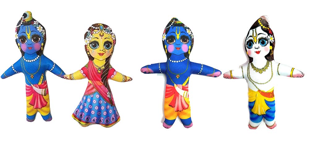 Balaji International ™ Combo of Radha Krishna + Krishna Balaram Stuffed Baby Toys (Multicolour, 8.25 Inches)