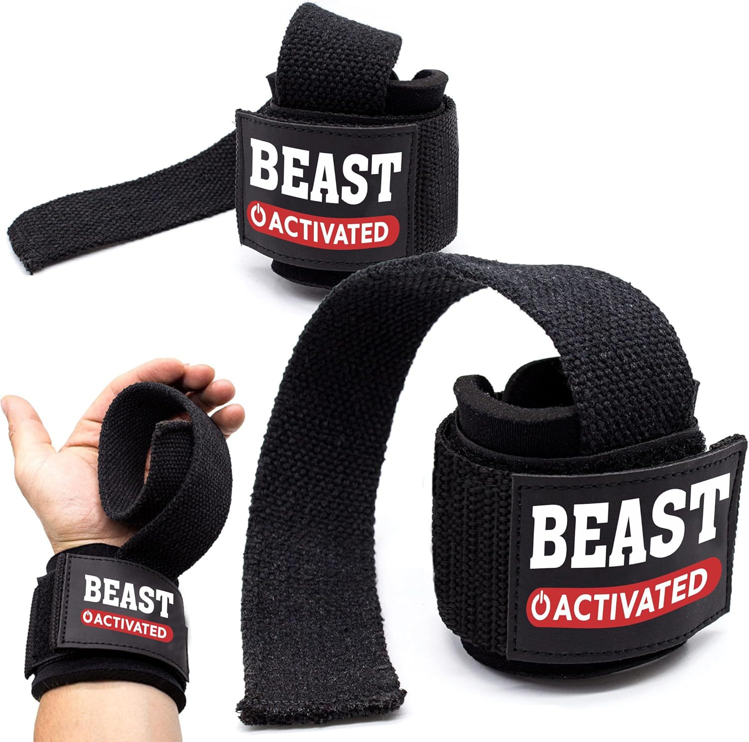 EasyHealth Beast Activated Deadlift Weight lifting Wrist Straps For Gym Hand Grips Band Support With Soft Cushioned Padding And Long Straps, For Max Grip And Barbell Stability