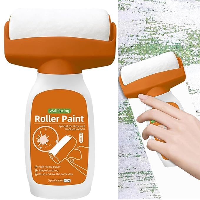 GlobeGoods Wall Repair Roller Paint Household Supply Cleaning Tool White Water Based Latex DIY Renovation With Rolling Brush Touch Up Portable No-odor Antibacterial Paint Roller Brush (500g)