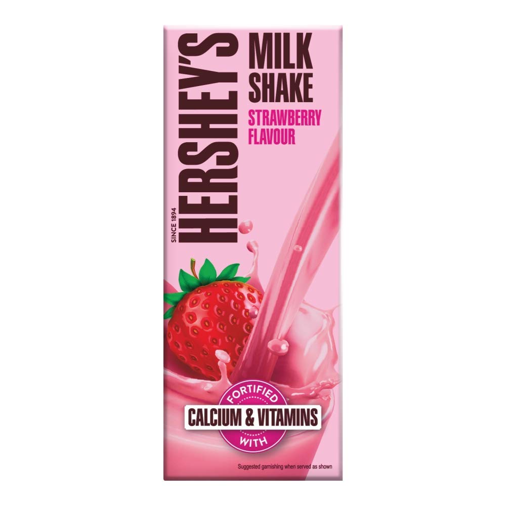 HERSHEY’S Strawberry Flavored Milkshake | Enriched with Calcium | Pack of 6 (6 x 180ml)