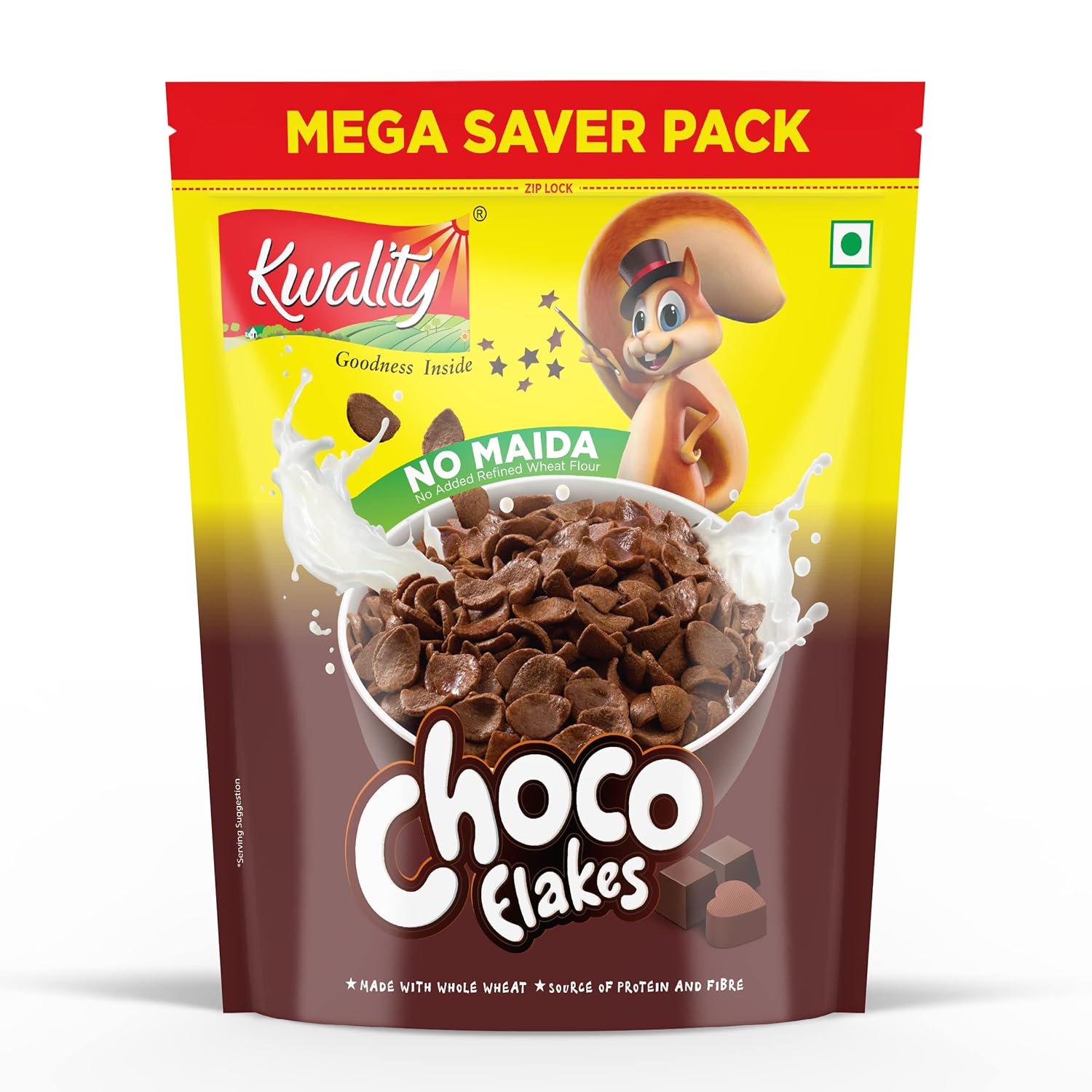 KWALITY Choco Flakes 1kg | Made with Whole Wheat, No Maida Chocos | Source of Protein & Fiber | Richness of Chocolate | Healthy Food & Breakfast Cereal for Kids