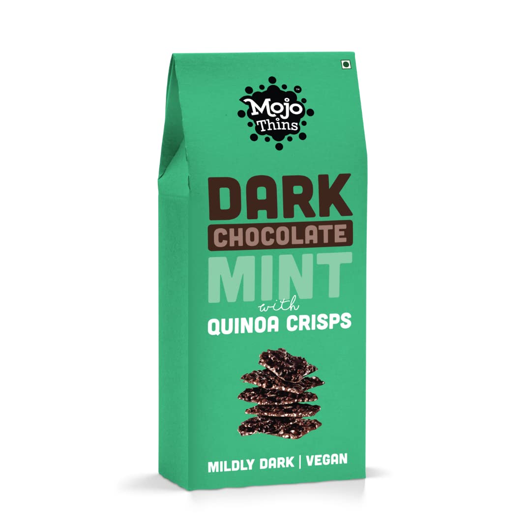 Mojo Bar Thins – Dark Chocolate Mint with Quinoa Crisps (Vegan, Portion Controlled), 108 GM