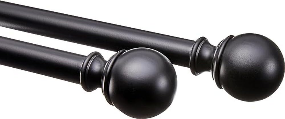 amazon basics 1′ Curtain Rod with Round Ends, 36′ to 72′, Black