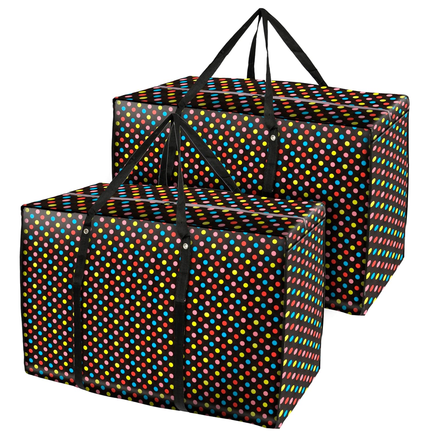 Storite 2 Pack Multi-Purpose Plastic Heavy Duty 145 L Moisture Proof Jumbo Size Underbed Storage Bag/Toys/Stationery Paper/Clothes Storage Bag/Moving Bags with Strong Handle (88x59x28cm,Multicolor)