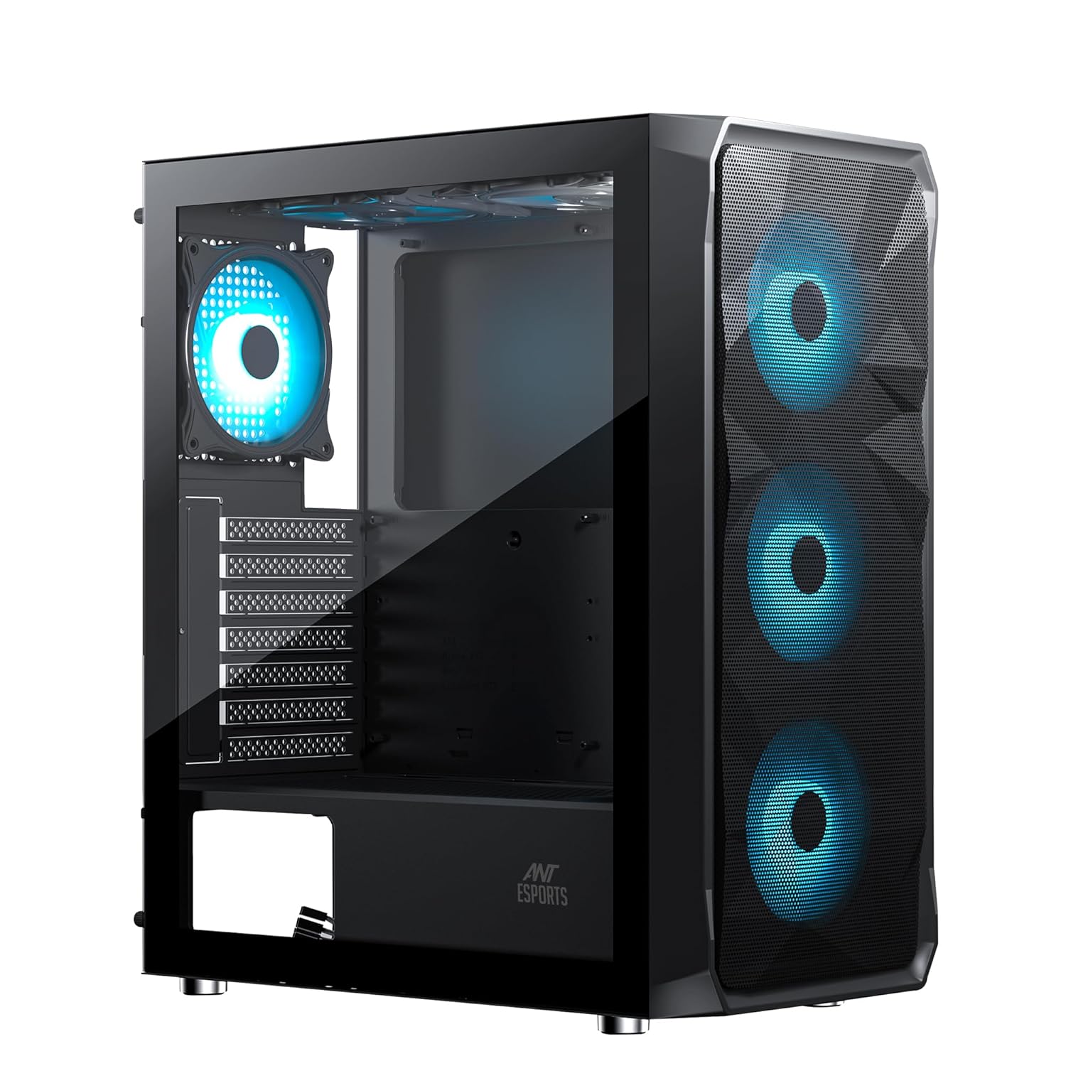 Ant Esports ICE- 112 Mid- Tower Computer Case/Gaming Cabinet – Black | Support ATX, Micro-ATX, ITX | Pre-Installed 3 Front Fans & 1 Rear Fan