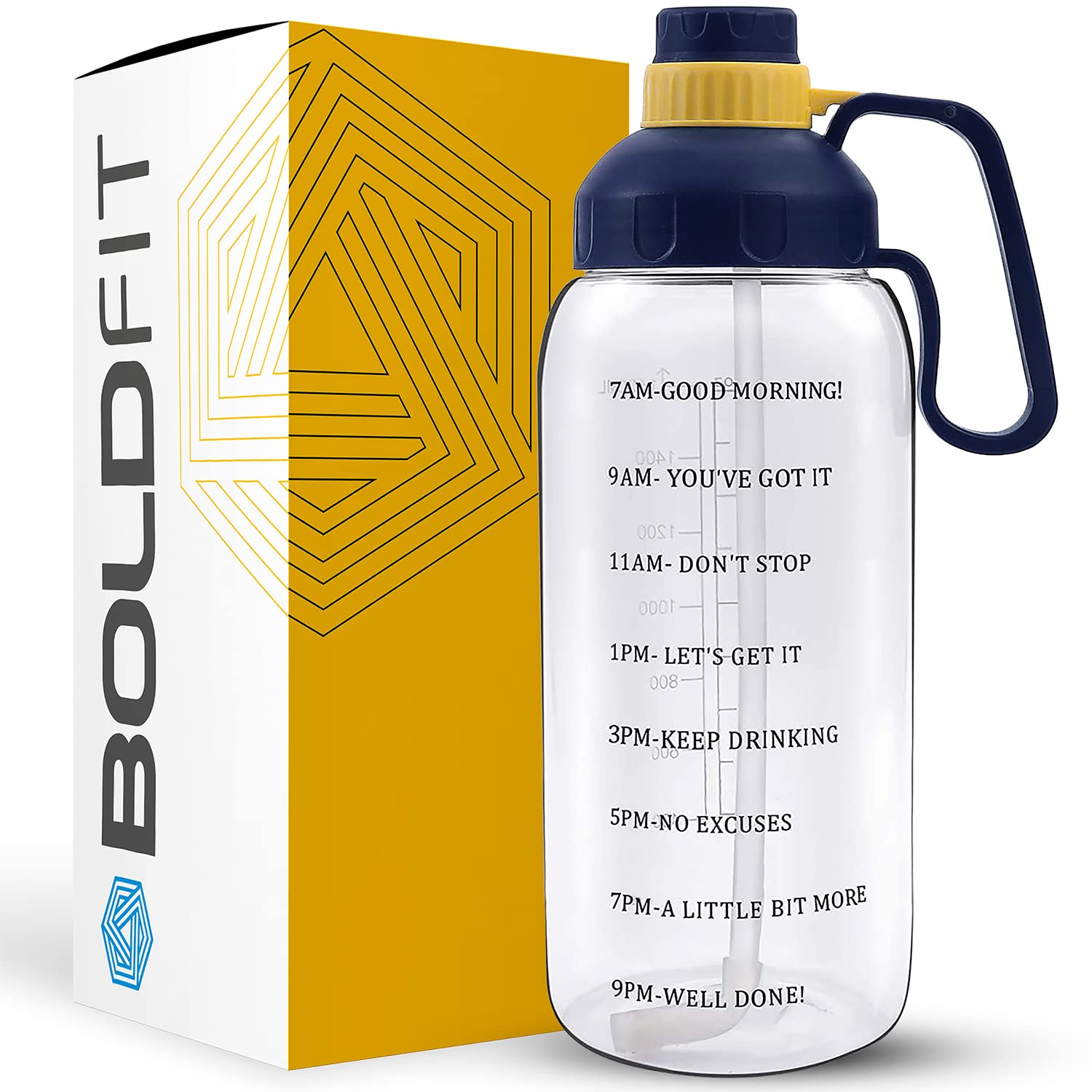 Boldfit Gym Gallon Bottle for Men 2 Litre water bottle for Gym Workout Motivational Sipper Bottle for Adults Gallon Gym Water Bottle for Home, Fitness for Men & Women – (Mega White, Plastic)