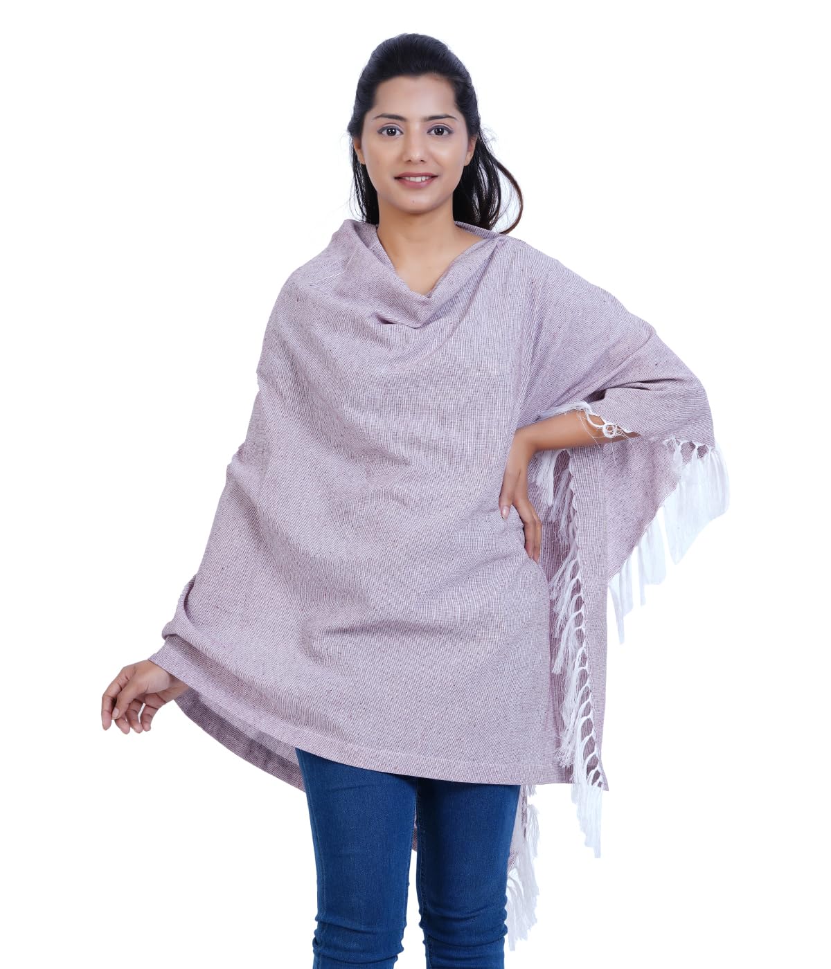 Breastfeeding Shawl/Nursing Cover for Mothers Outdoor 360 Protection Teal and White Striped Fringed Feeding Shawl (Maroon)