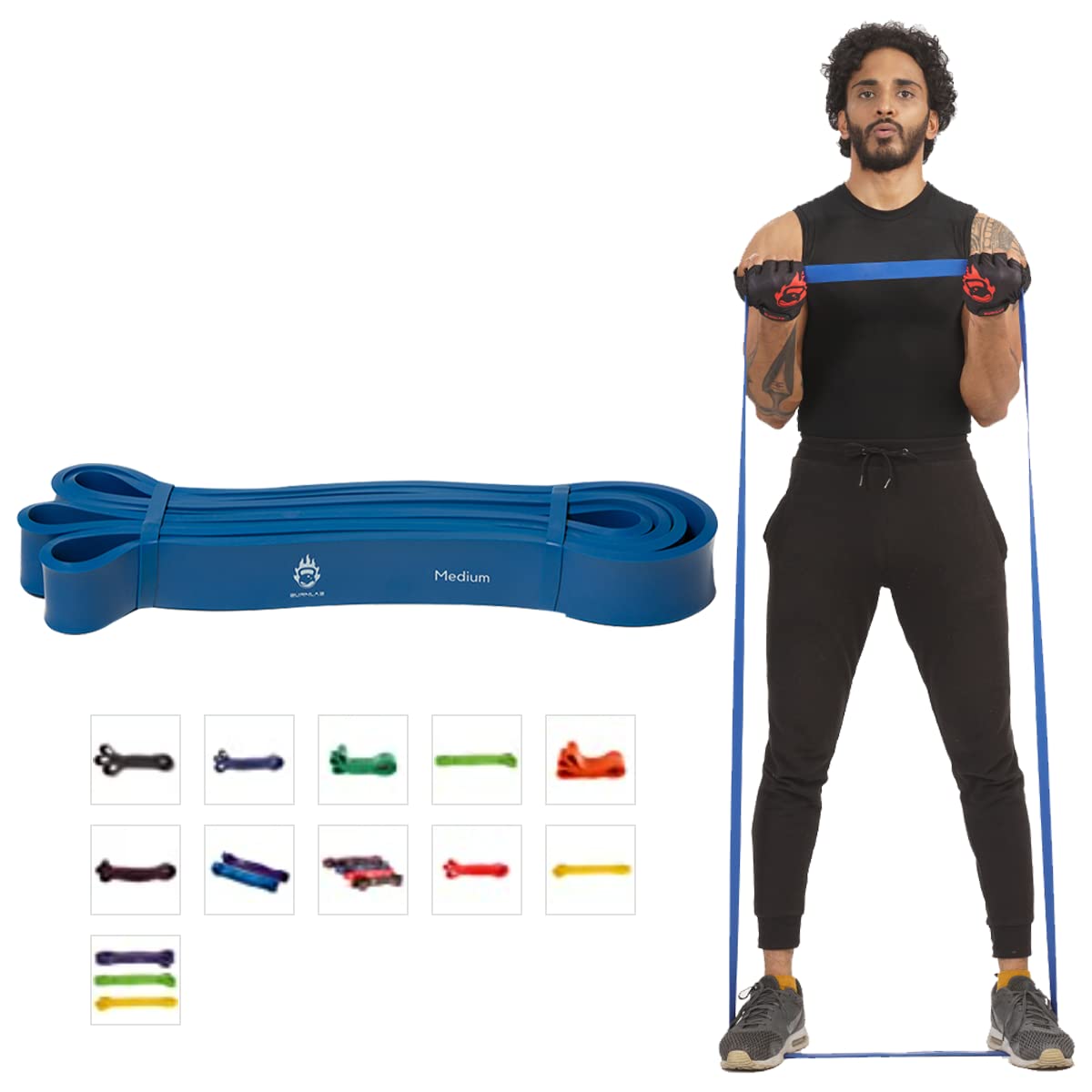 Burnlab Medium Resistance Band (20-25 Kgs) – Pull Up Assistance Band for Exercise, Chin Ups, Powerlifting, Training, Gyms, Home Fitness – for Men and Women