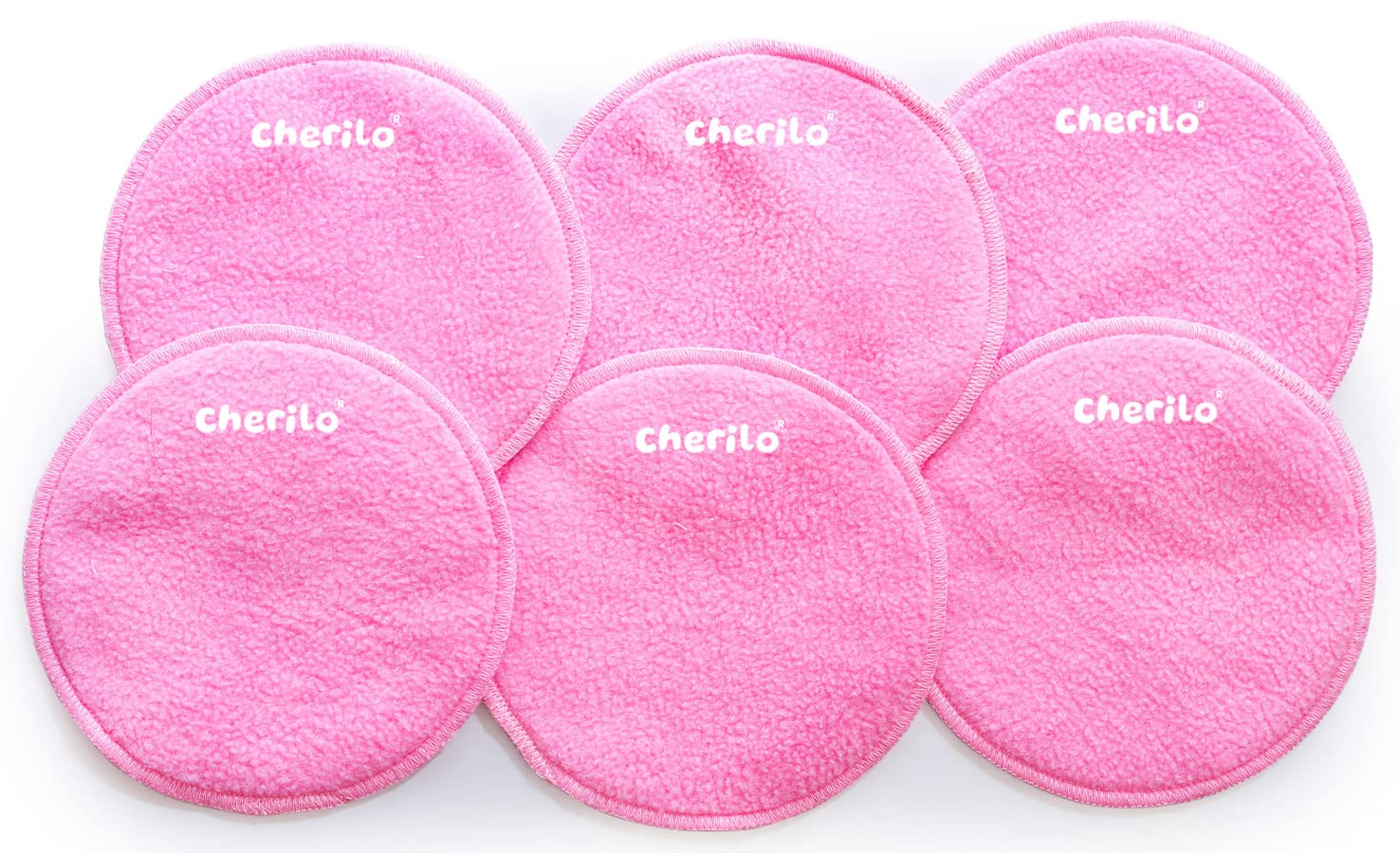 Cherilo Washable Breast Pads for Feeding Mothers, High Absorbent Nursing Pads for Breastfeeding, Skin Friendly Nipple Pads for Women, Maternity Feeding Pads for Mothers with 3 Layer Overnight Protection, Reusable, Pink, 6 Pcs