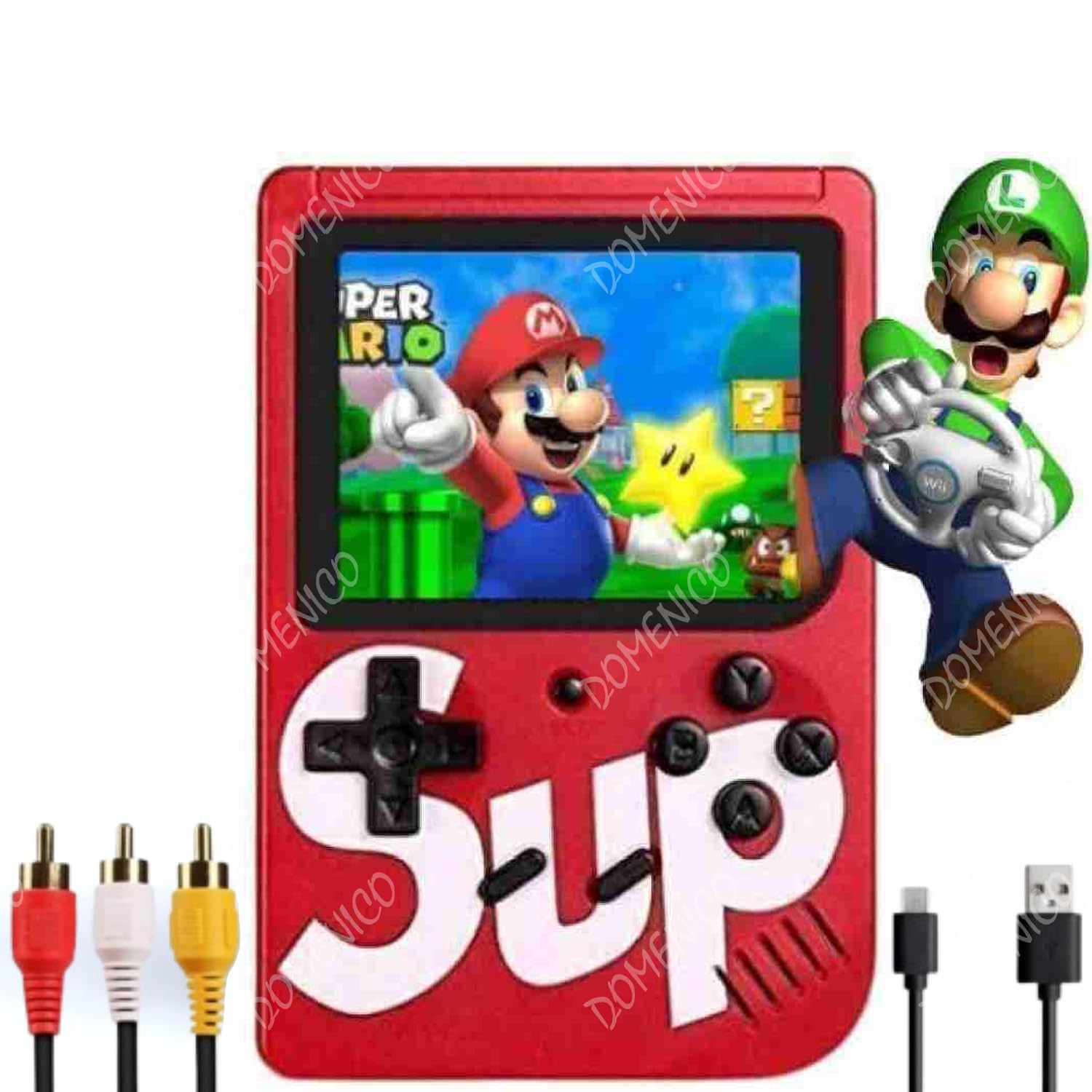 DOMENICO Retro Handheld Gaming Console, 400 Classic Built-in Games, 3.0-Inch Screen, Rechargeable Battery, Portable Video Game Player with TV Output