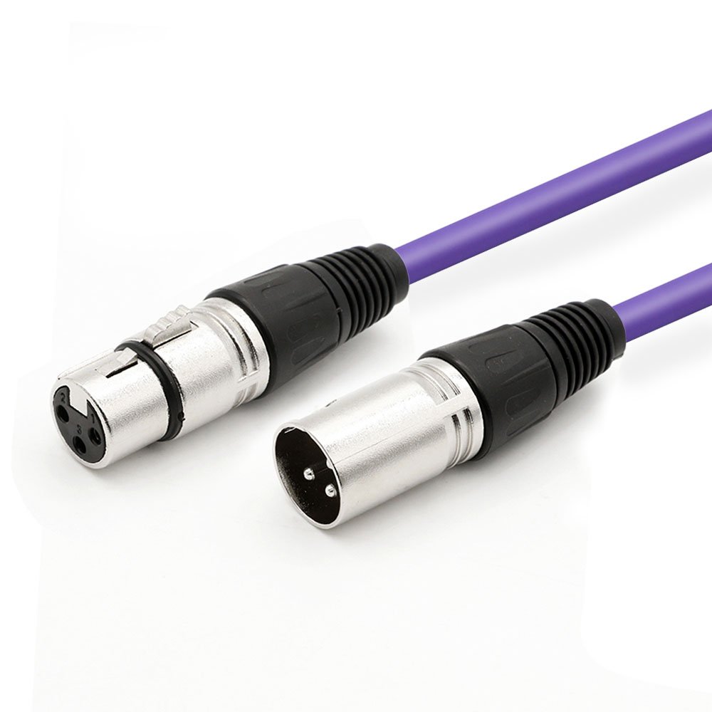 Dremake 33FT XLR-M to XLR-F Audio Cable,Mic Speaker Cable for Recording,Live Sound,Stage,DJ,Pro,Studio Cable – Purple