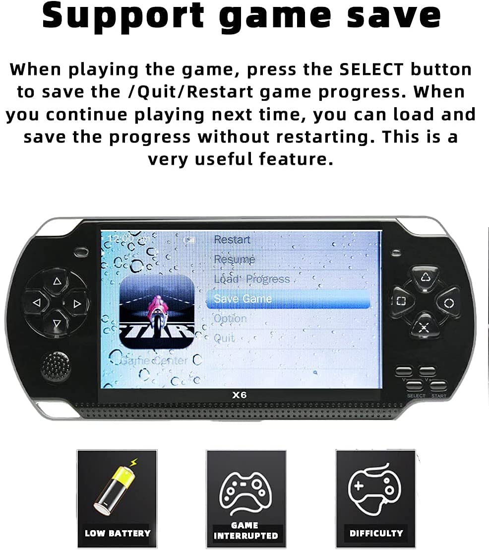 Drumstone 【𝐖𝐈𝐓𝐇 𝟏𝟓 𝐘𝐄𝐀𝐑𝐒 𝐖𝐀𝐑𝐑𝐀𝐍𝐓𝐘 】 4.3 inch 8GB Handheld Game Console Built-in 1500 Games with Multiple simulators x6 Retro Video Game Console mp3/mp4/Ebook TV Out Portable Game