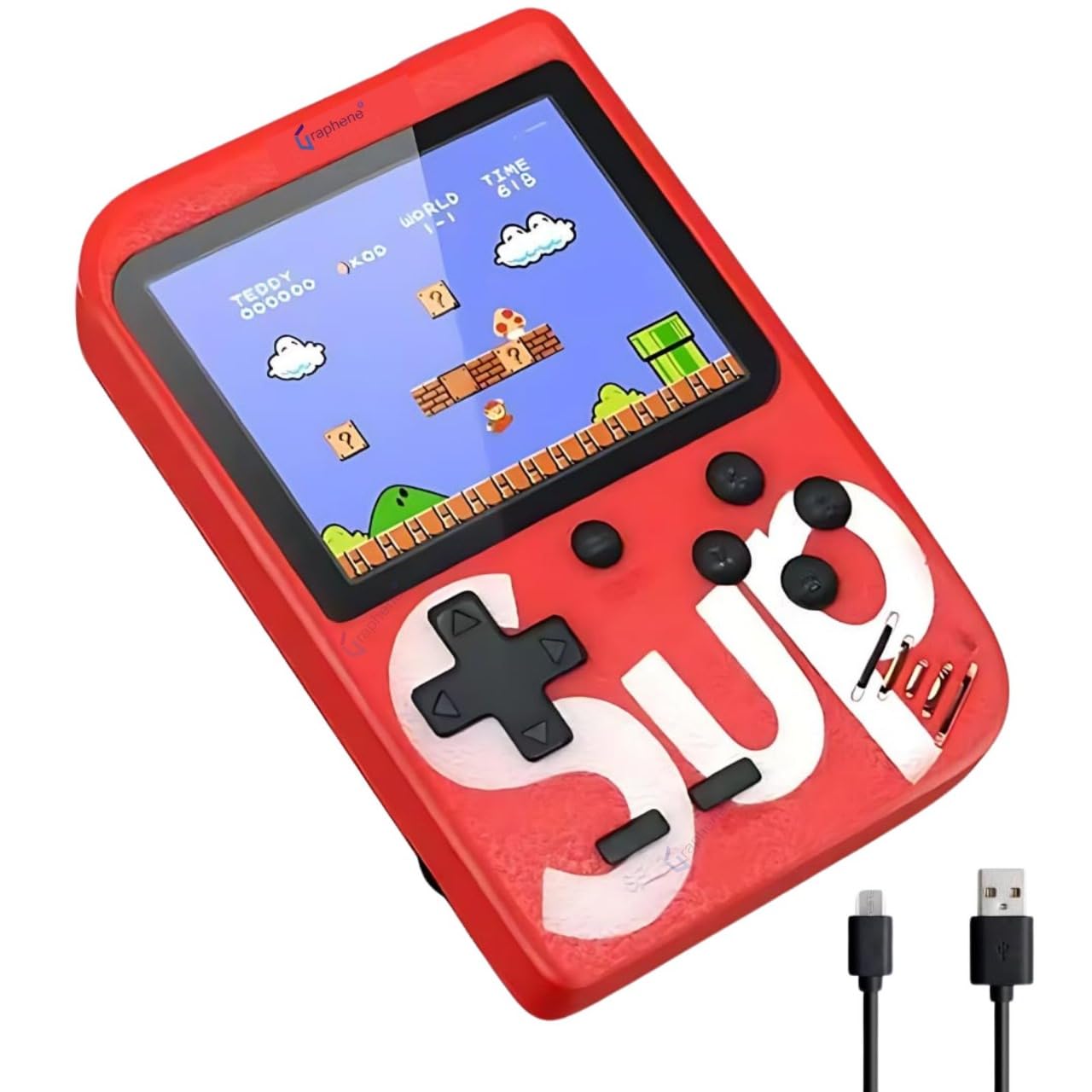 GRAPHENE SUP Handheld Game Console,Classic Retro Video Gaming Player Colorful LCD Screen USB Rechargeable Portable Pocket Video Gamepad 400 in 1 Classic Old Games (Sup Video Game), Multicolor