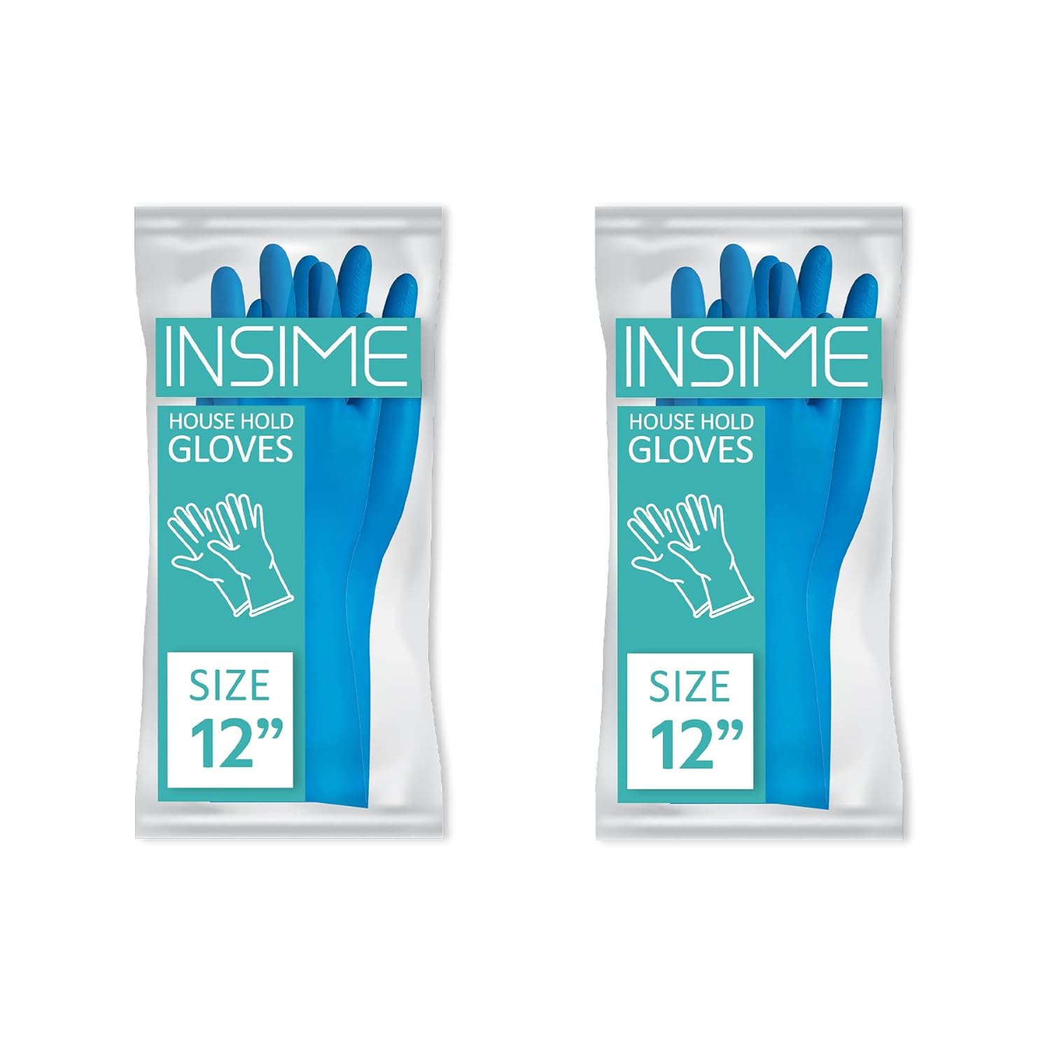 INSIME Heavy duty rubber gloves for clothes washing & kitchen cleaning for women – Premium Long hand gloves for dish washing, Household rubber gloves for bathroom cleaning reusable gloves (Pack of 2)